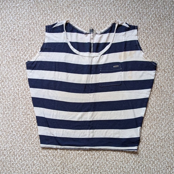 Guess Women's Sleeveless Top, Striped with Pocket, Small - Picture 2 of 6